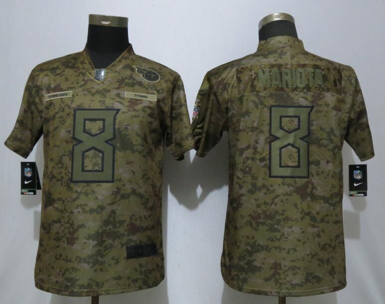 Women Tennessee Titans #8 Mariota Nike Camo Salute to Service Limited NFL Jersey